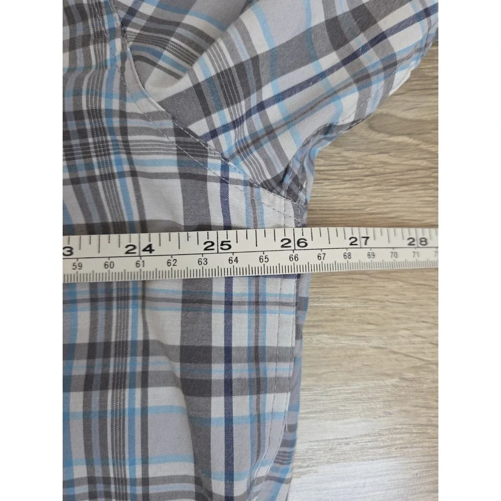 Architect Blue Gray Plaid Short Sleeve Button Shirt XLT - Picture 6 of 7